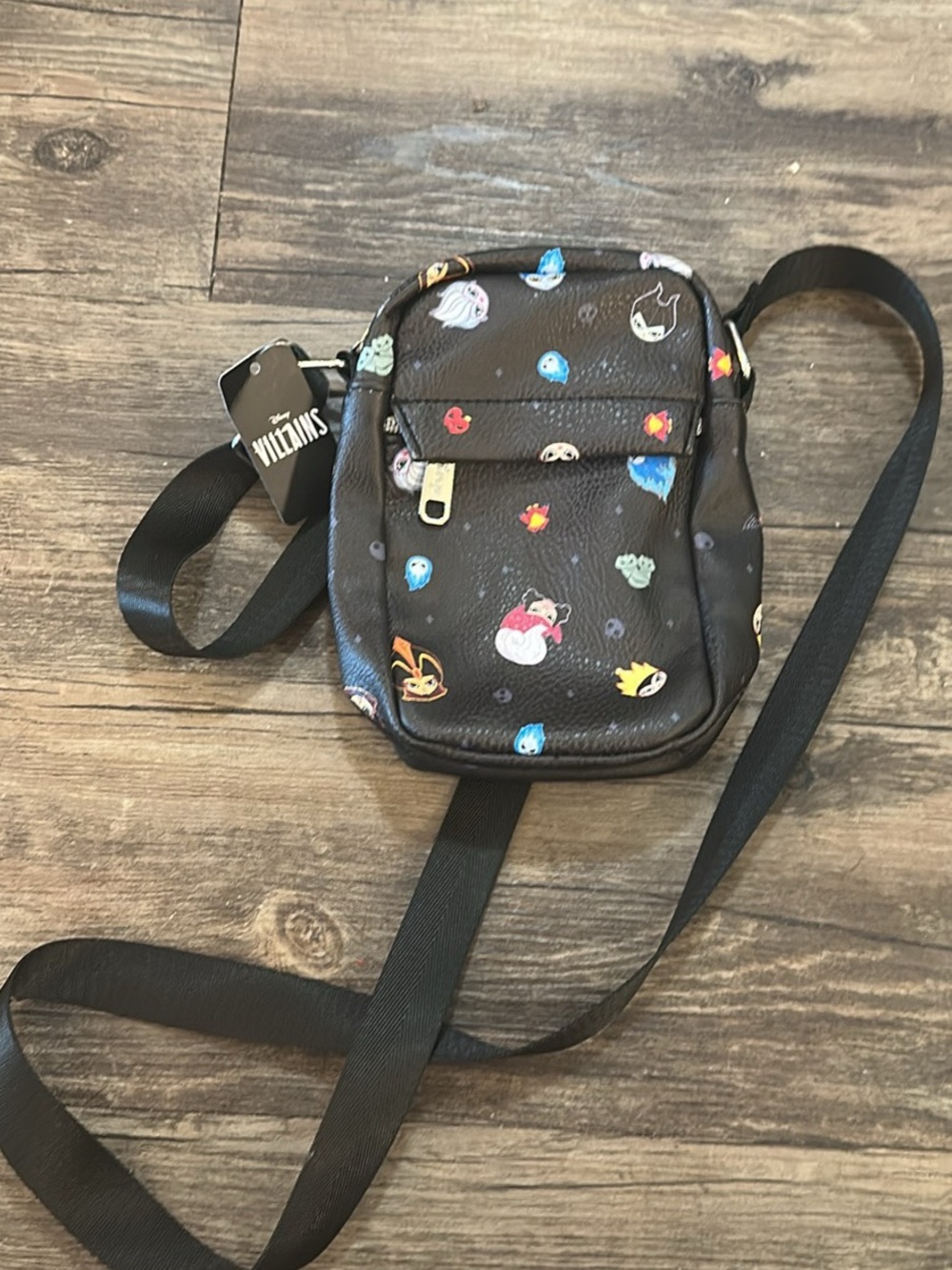 NWT Disney Villains Chibi Faces Mini Crossbody Bag Buckle Down Purse Black
